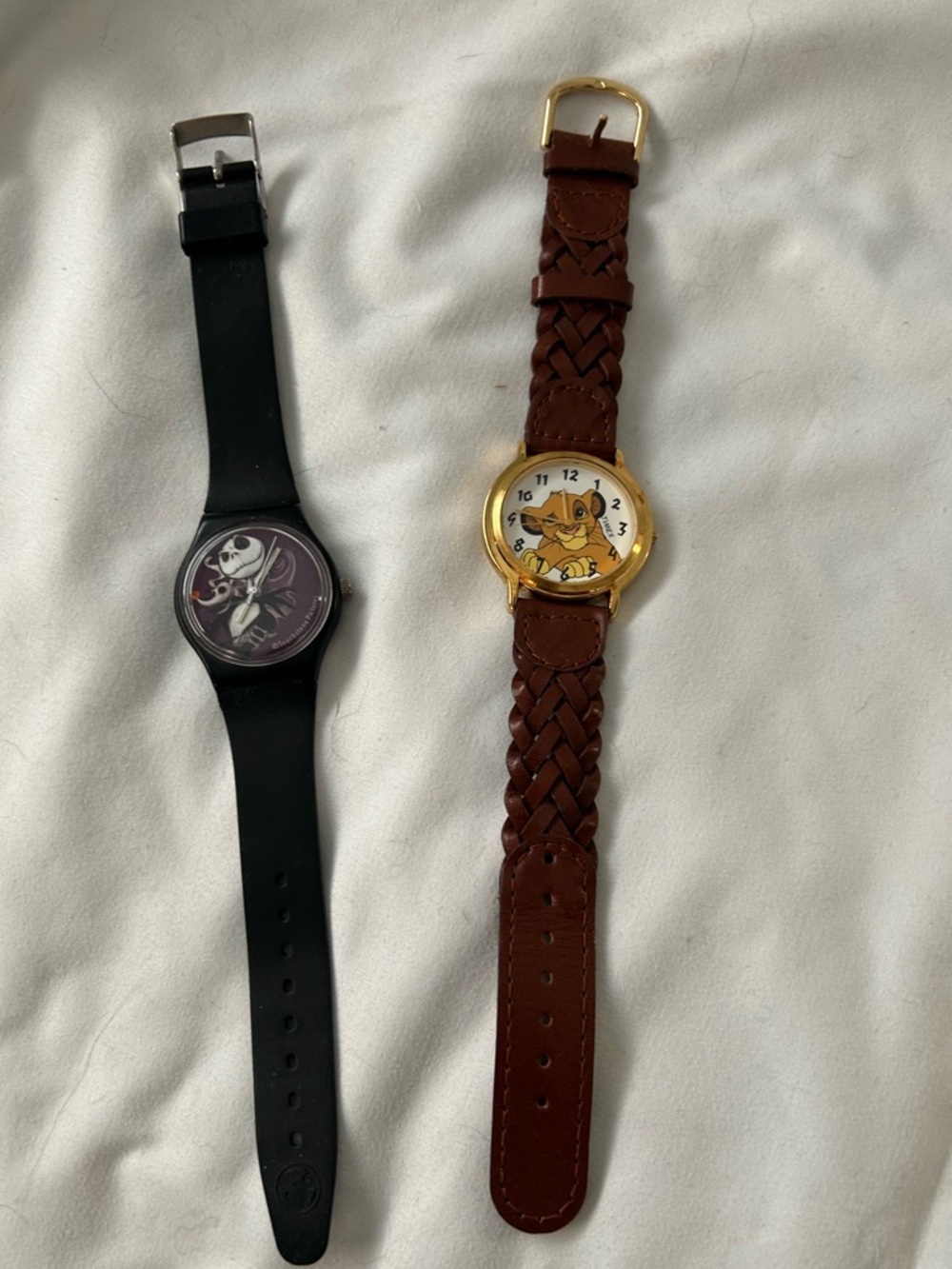 Simba Character Watch with Brown Braided Leather Strap. Jack Skellington watch